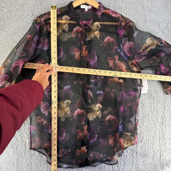 EQUIPMENT Boleyn Button front floral print sheer silk blouse size XL NEW - Picture 13 of 16